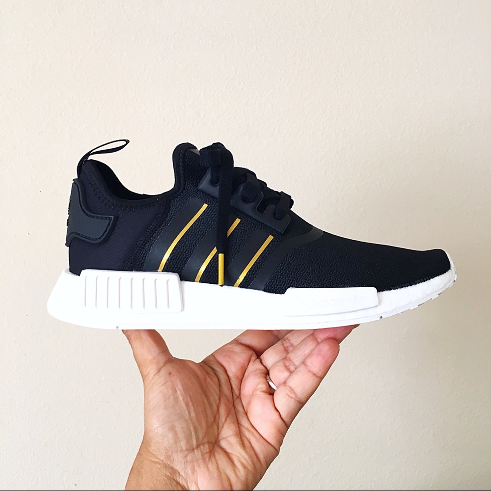 Adidas NMD R1 Black Gold White Sneakers